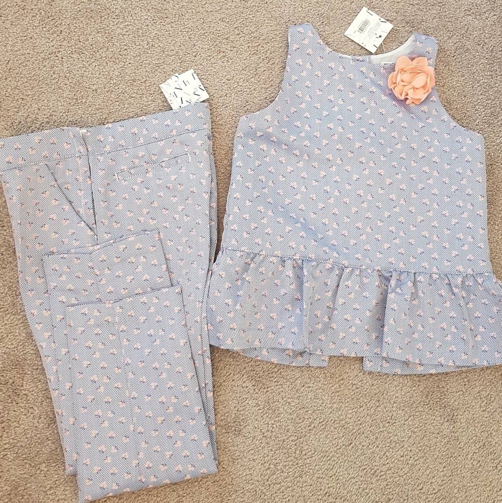 Janie and Jack peplum top with cropped pants.